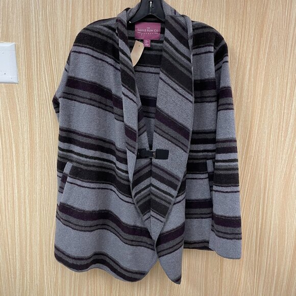 The Savile Row Co. Gray Stripe Wool Cardigan size Large - Picture 1 of 6